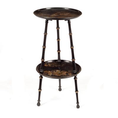 An Edwardian black and gold lacquer