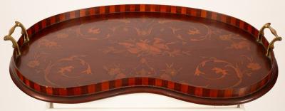 An Edwardian inlaid kidney-shaped