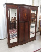 AN EDWARDIAN INLAID MAHOGANY T