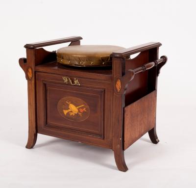 An Edwardian inlaid piano stool