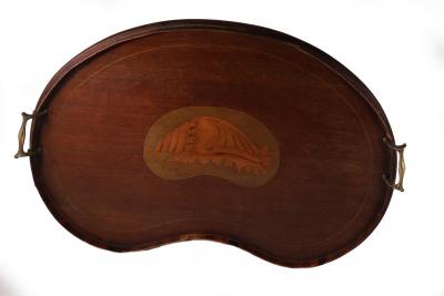 An Edwardian kidney-shaped tray
