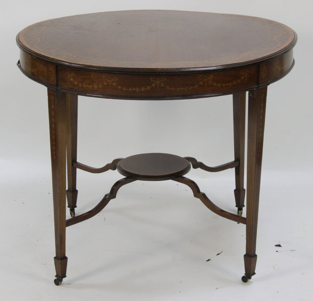 An Edwardian mahogany and inlaid