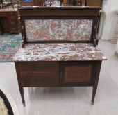 AN EDWARDIAN MARBLE-TOP MAHOGA