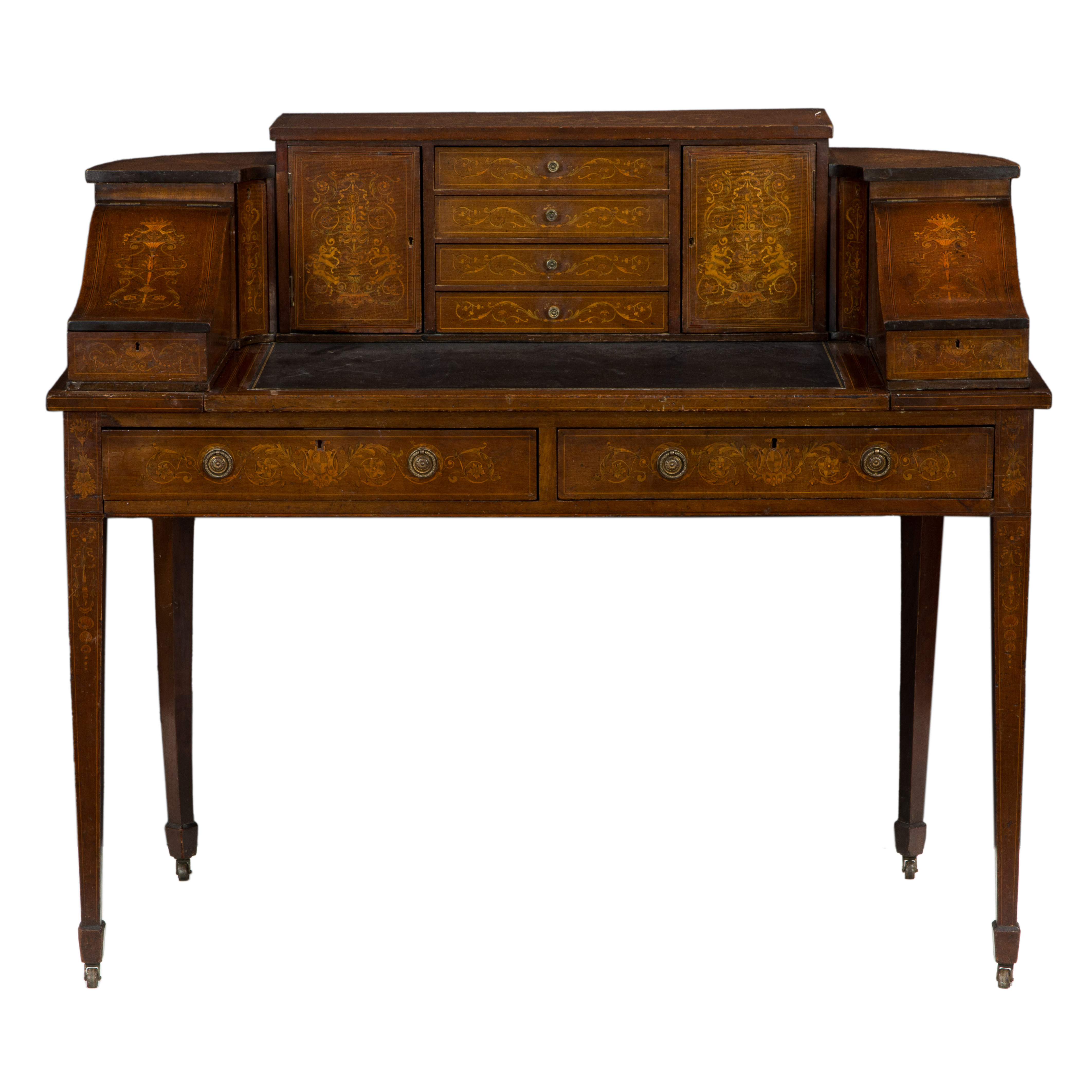 AN EDWARDIAN MARQUETRY INLAID
