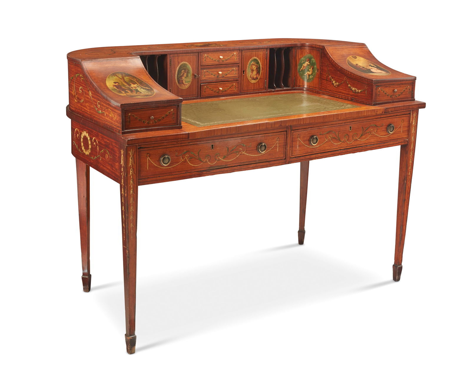 AN EDWARDIAN PAINTED SATINWOOD
