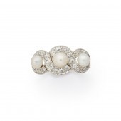 AN EDWARDIAN PEARL, DIAMOND AN