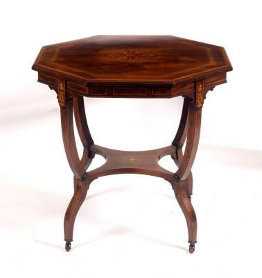 An Edwardian rosewood octagonal