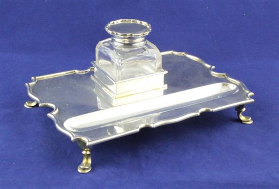An Edwardian silver inkstand of