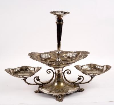 An Edwardian silver plated epergne,