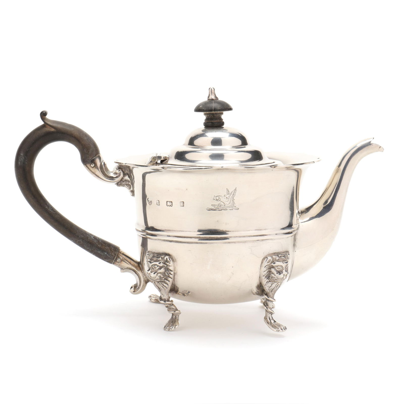 AN EDWARDIAN SILVER TEAPOT, MARK OF