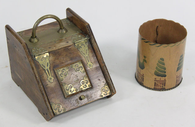 An Edwardian wooden coal hod with