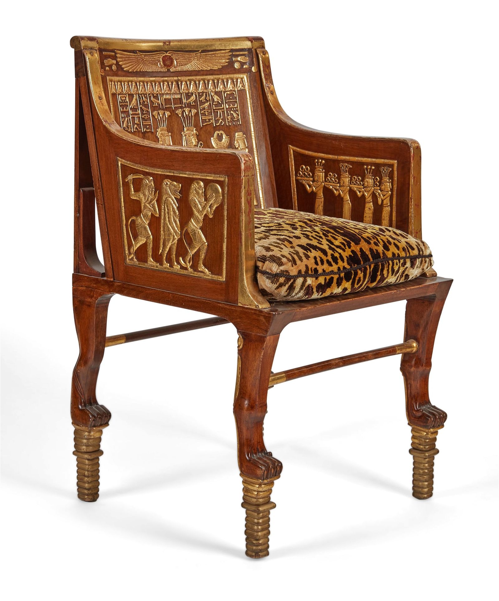 AN EGYPTIAN PARCEL GILT HARDWOOD