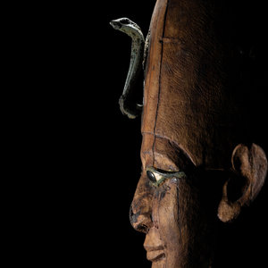 An Egyptian Wood Head of Osiris