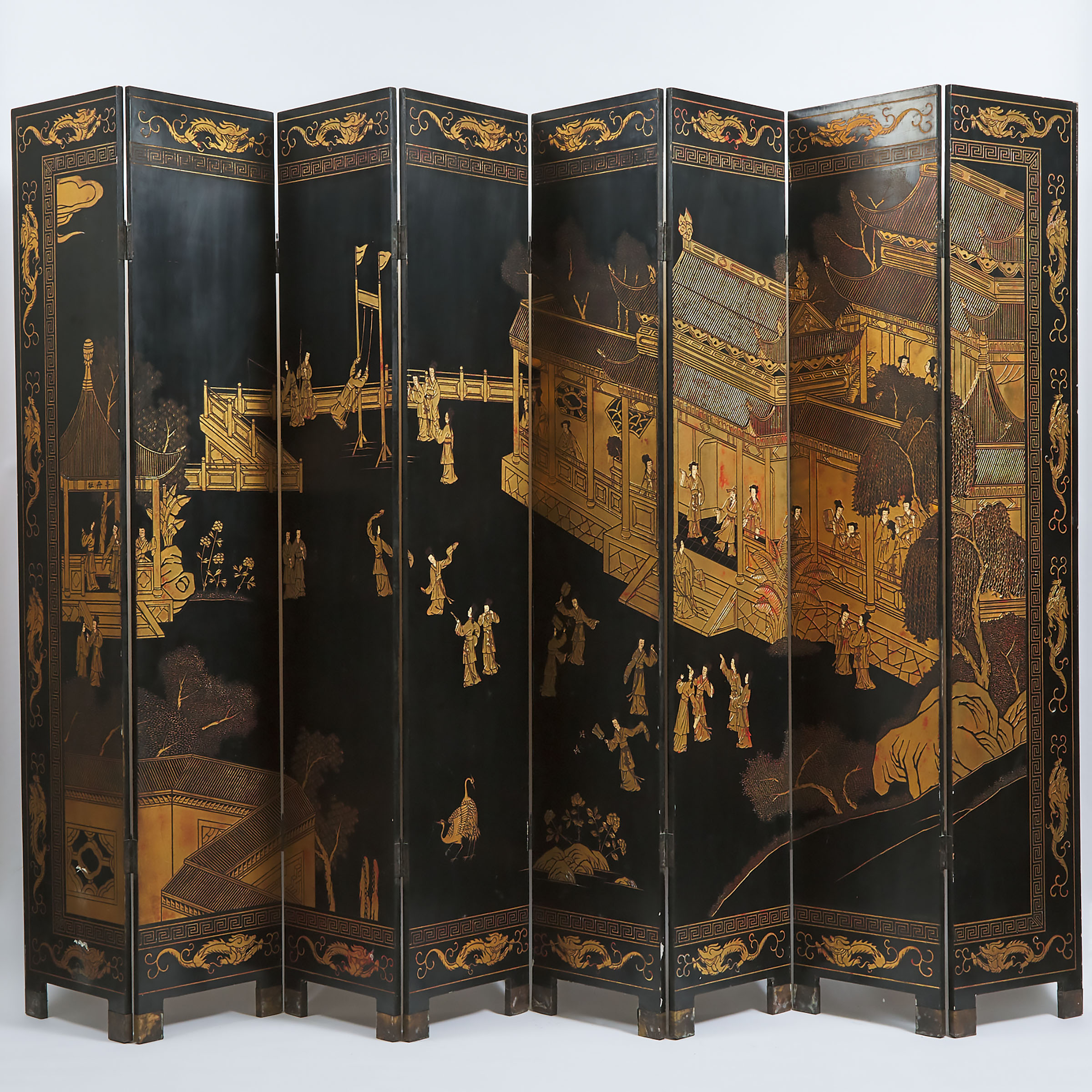 An Eight-Panel Coromandel Lacquer
