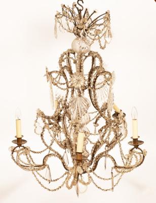 An electrolier with glass drops,
