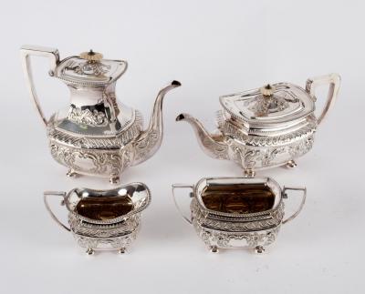 An electroplated four-piece tea and
