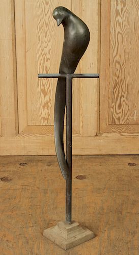 AN ELEGANT BRONZE BIRD ON STAND