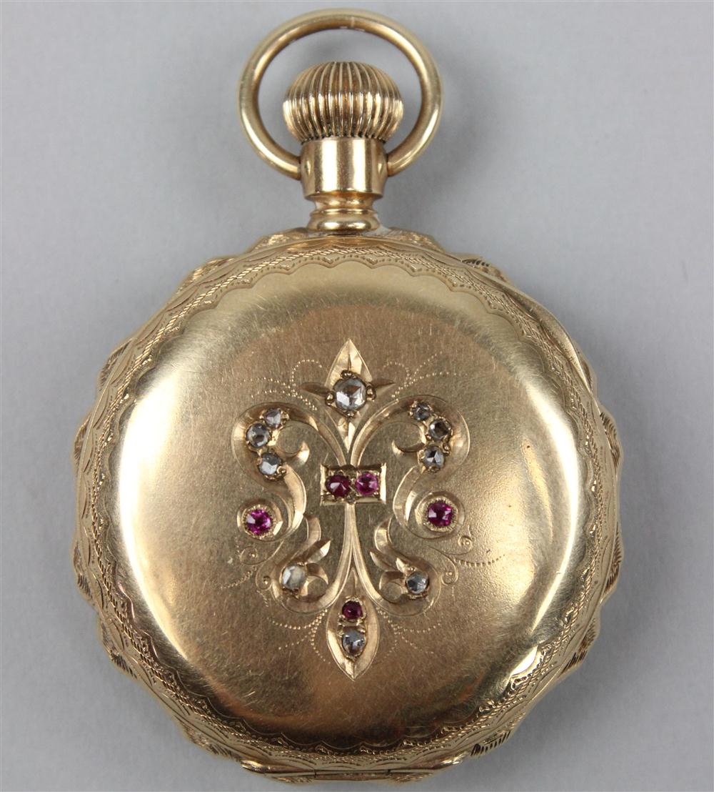 AN ELGIN LADY'S DIAMOND AND RUBY