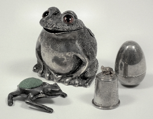 An Elizabeth II silver inkwell