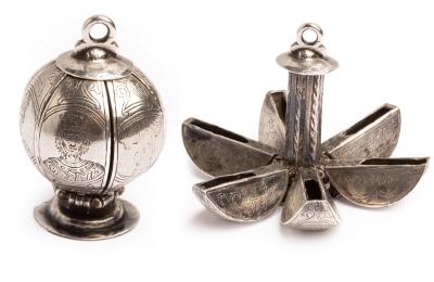 An Elizabethan silver pomander,