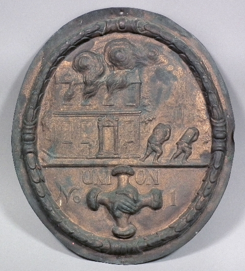 An embossed copper oval copy of a
