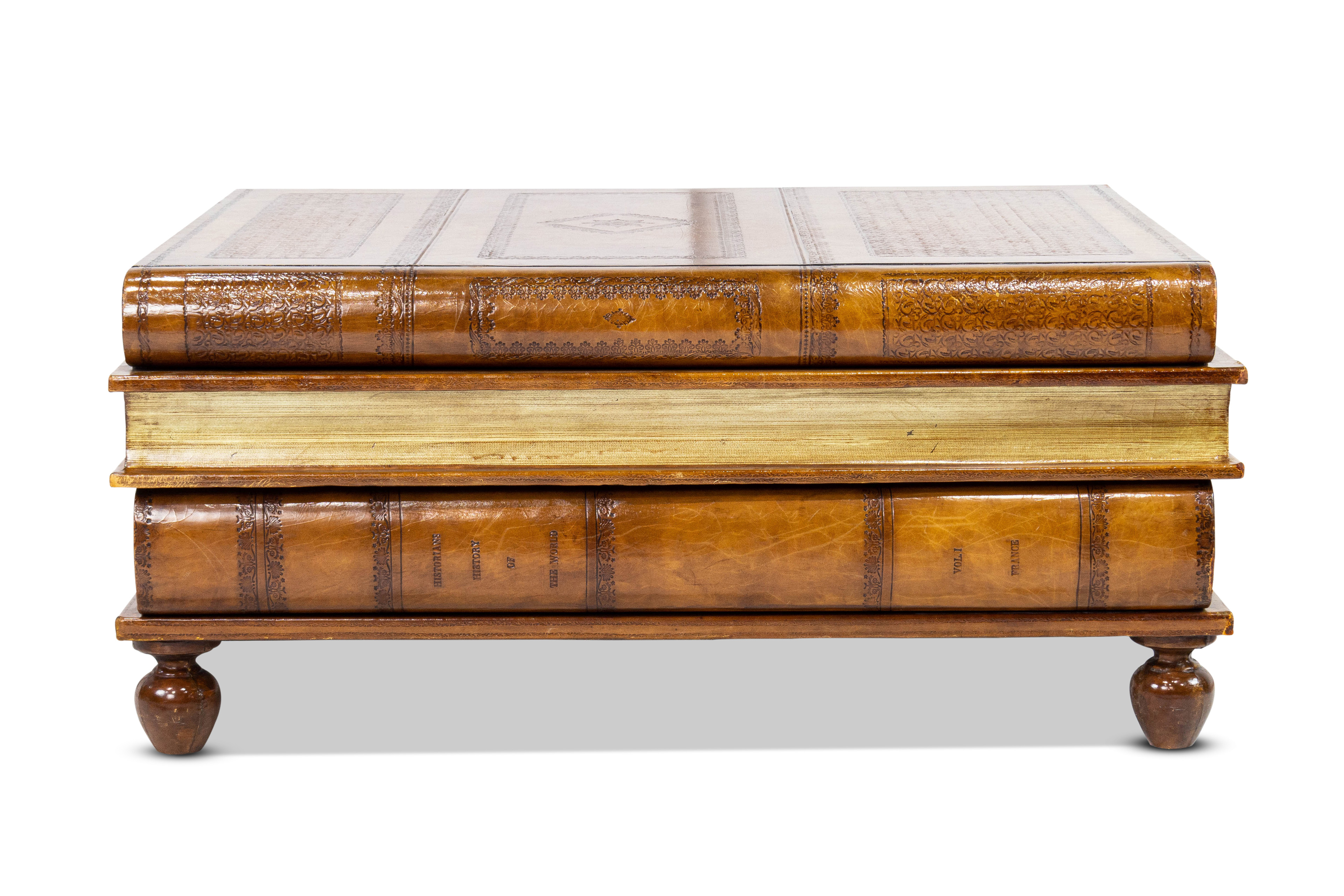 AN EMBOSSED LEATHER COFFEE TABLE An