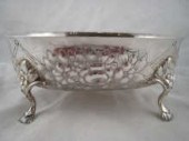 An embossed silver oval bowl o
