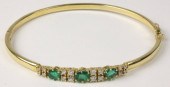 An emerald and diamond set 18c