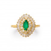 AN EMERALD, DIAMOND AND EIGHTE