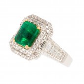 AN EMERALD, DIAMOND AND EIGHTE