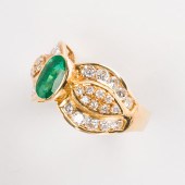 AN EMERALD, DIAMOND AND EIGHTE
