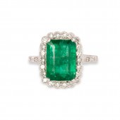 AN EMERALD, DIAMOND AND EIGHTE