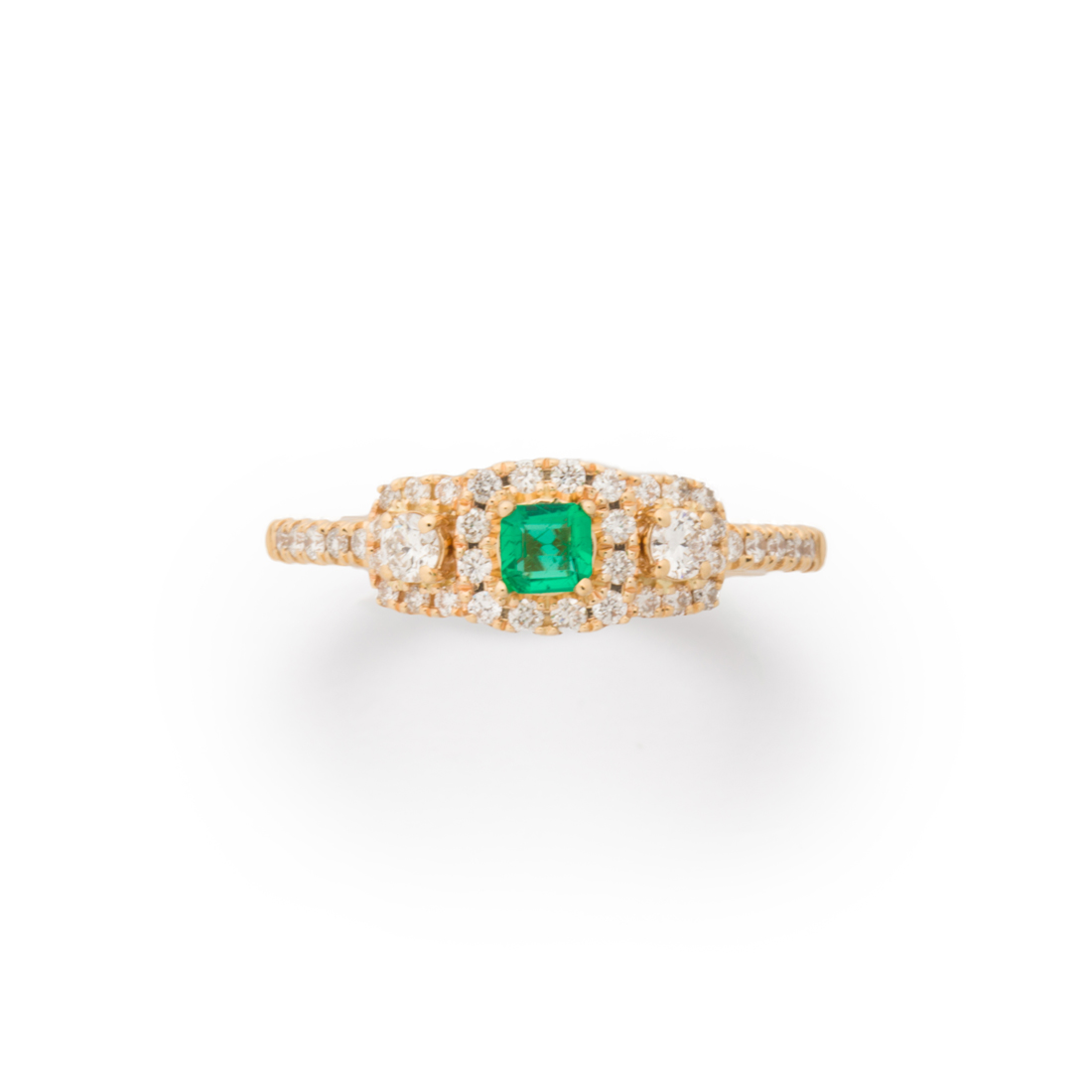 AN EMERALD, DIAMOND AND FOURTEEN
