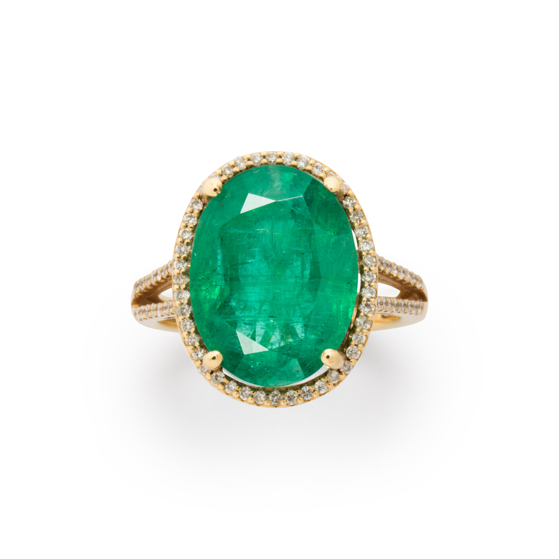 AN EMERALD, DIAMOND AND FOURTEEN