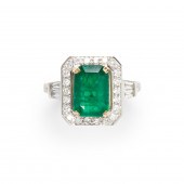 AN EMERALD, DIAMOND AND FOURTE