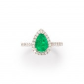 AN EMERALD, DIAMOND AND FOURTE