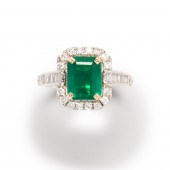 AN EMERALD, DIAMOND AND FOURTE