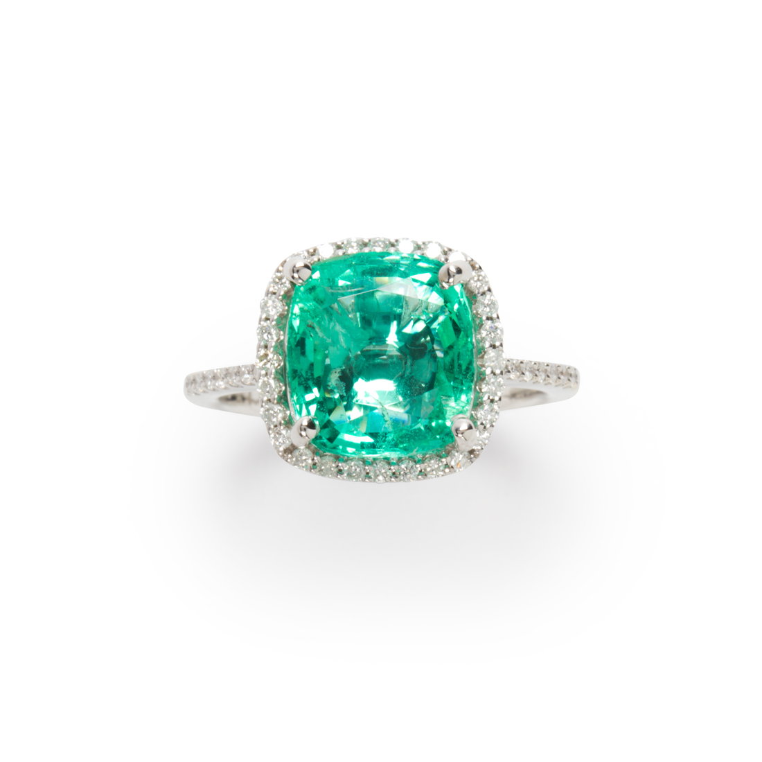 AN EMERALD, DIAMOND AND FOURTEEN