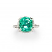 AN EMERALD, DIAMOND AND FOURTE