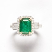AN EMERALD, DIAMOND AND FOURTE