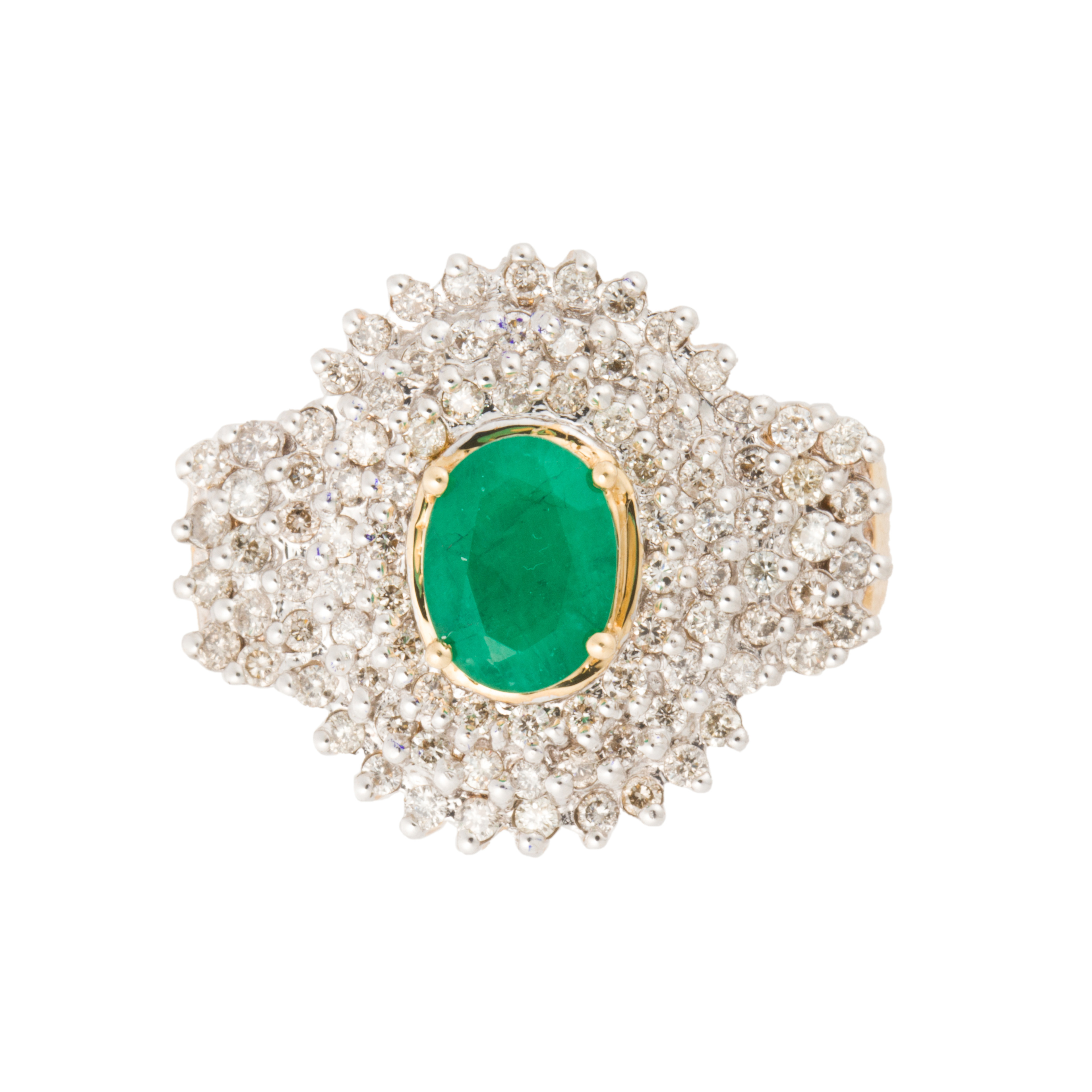 AN EMERALD, DIAMOND AND FOURTEEN