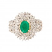 AN EMERALD, DIAMOND AND FOURTE