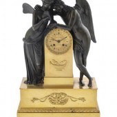 An Empire Bronze Clock Depicti