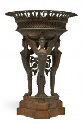 AN EMPIRE BRONZE FIGURAL CENTE