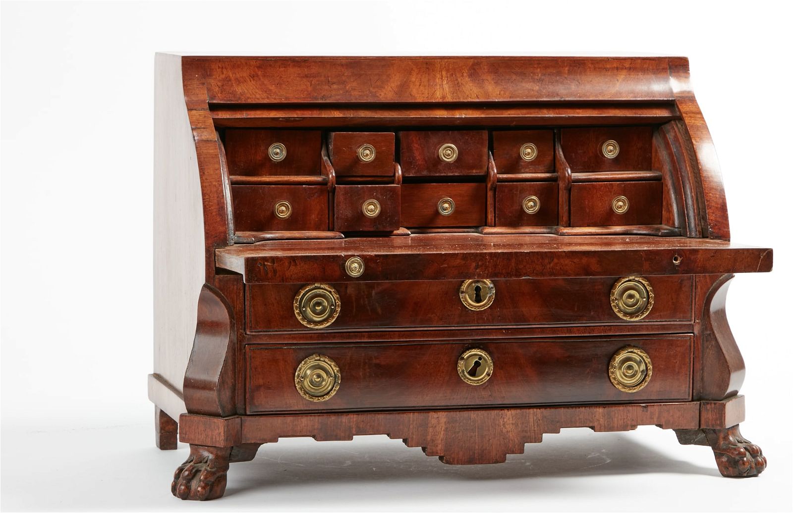 AN EMPIRE MINIATURE MAHOGANY BUREAU