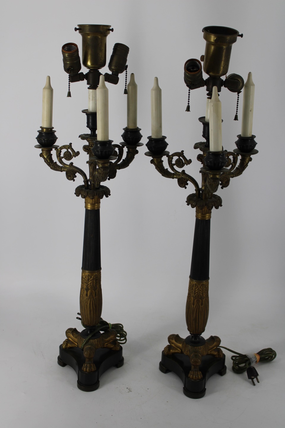 AN EMPIRE STYLE PAIR OF BRONZE