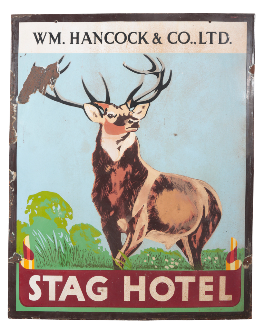 AN ENAMEL ADVERTISING SIGN FOR