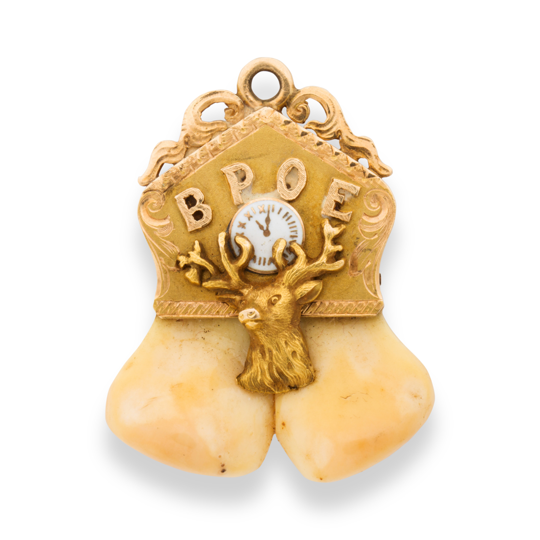 AN ENAMEL, ELK'S TEETH AND FOURTEEN