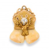 AN ENAMEL, ELK'S TEETH AND FOU