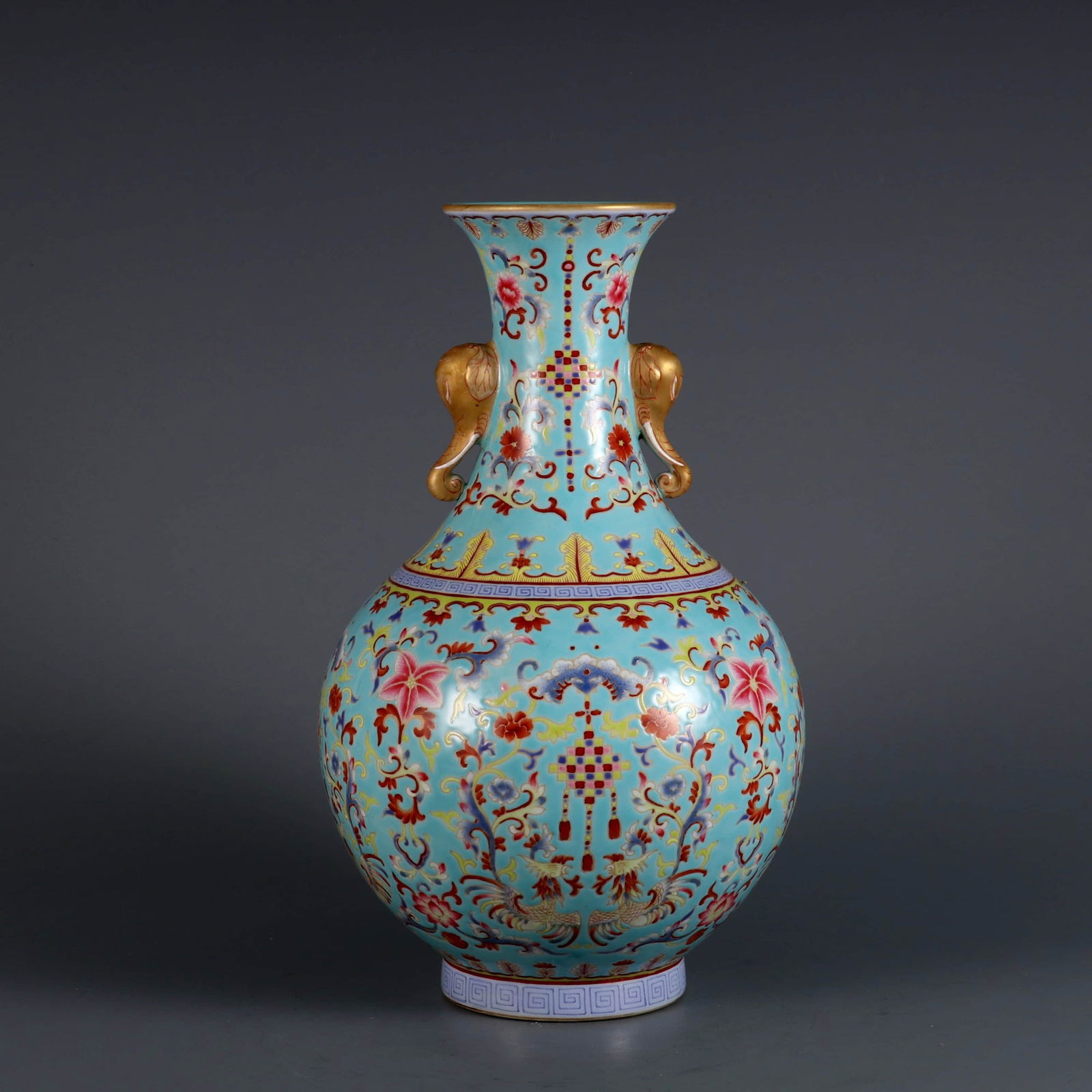 AN ENAMEL 'PHOENIXES AND PEONIES'